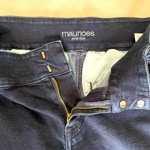 Maurice’s mid rise dark split flare 8